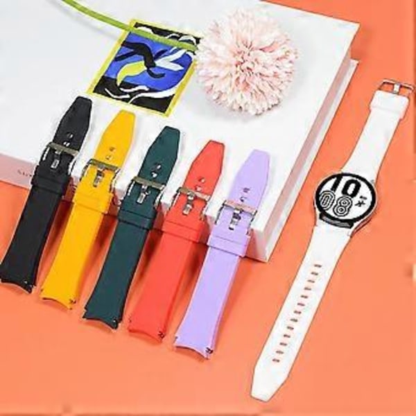 6-pak Kompatibel med Samsung Watch 4 Remme 40mm 44mm/ Galaxy Watch 4 Classic Rem 46mm 42mm, Sølvspænde Blød Silikon Sport Udskiftningsrem til