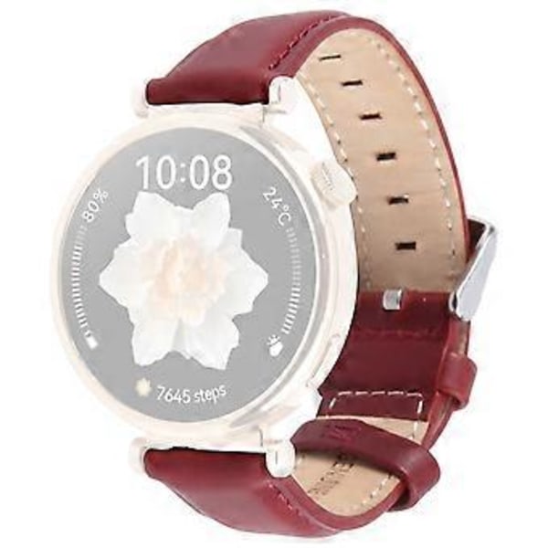 För Garmin Lily 2 Active/Lily 2 Armband 14mm Topplager Nappa Läder Klockarmband - Vinröd (Vinröd)