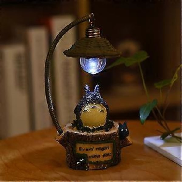 Nattlampe for skrivebord, hagedekorasjoner, mini håndverk leker, dekorasjonsgaver (firkantet trestubbe)