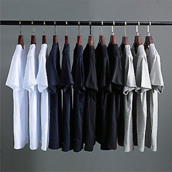 Sommer 2023 Blød Slim T-shirt Mænd Plain Tee Standard Blank T-shirt Ins Tees Top (Lysegrå)