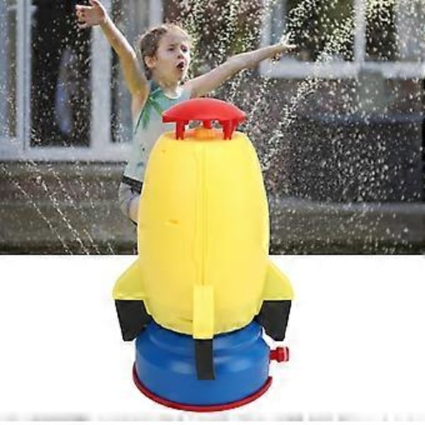 Flygsprinkler Launcher Vattenleksak för Utomhus 360° Rotering Flygande Vattensprayleksak för Trädgård (Gul)