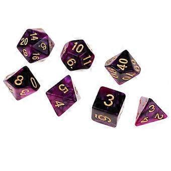 7X Polyhedral Terning Terning D20 D12 D10 D8 D6 D4 til DND RPG MTG Lilla Sort