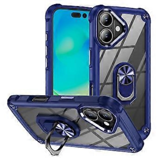 iPhone 16 -kotelo, alumiiniseoslinssikehys, PC+TPU-jalustalla varustettu puhelimen takakuori (tyyli B)