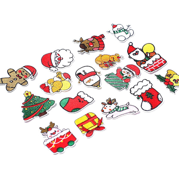 16 st broderade julmotiv strykjärnsmärken DIY-tillbehör, Chri