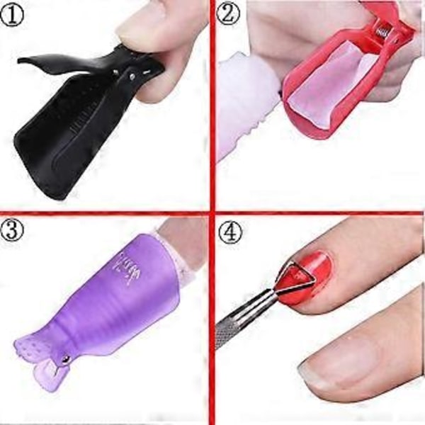 Plast Akryl Soak Off Klämma, Det Ultimata UV Gel Polish Remover Verktyget, Återanvändbar Och Luktfri, Anti-Slip Funktion För Problemfri Nagelkonst
