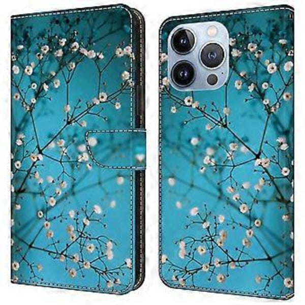 Skal till iPhone 16 Pro Max, mönstertryckt skyddande fodral TPU+PU Läder Flip Telefonfodral (Stil F)