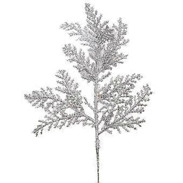 Kunstig juleblomst furublader gren plante gress juletre krans festlig dekorasjon -NMAOV(5 stk sølv)