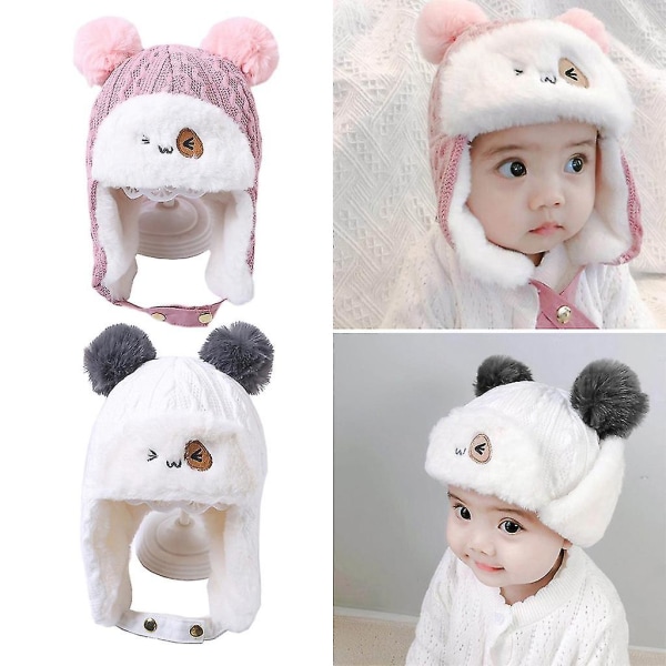 Winter Warm Baby Thicken Ear Flap For Protection Hat Soft Cotton Lei Feng Beanies Cap For Kids Children Girls Boys Pink