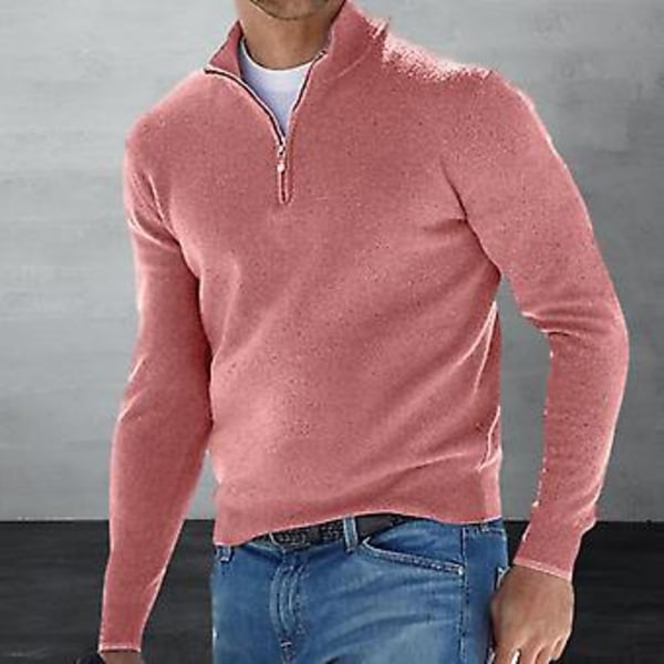 Miesten syksy-talvipaita vetoketjulla, pystykaulus, kaulan suojaus, pitkähihainen, yksivärinen, rento, pehmeä, lämmin miesten yläosa (3XL valkoinen)