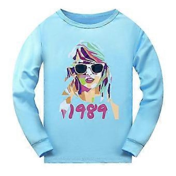 Taylor Swift Långärmad Pyjamas Pyjamas Set Barn Pjs Sovkläder Nattkläder Swiftie Fans Gåva (13-14 År Blå)
