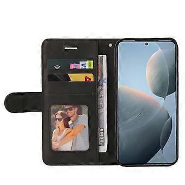 KT Læder Serie-1 Til Xiaomi 14T Læder Etui Farvesplejsning Telefon Cover Wallet Stand (Style A)