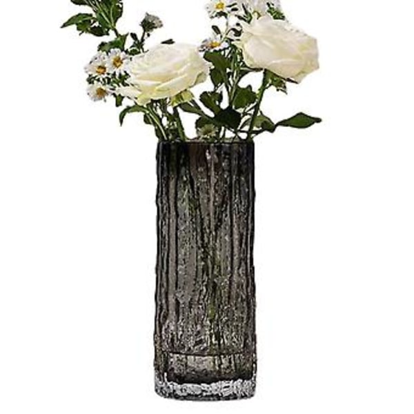 Extremt Frusen Glaciär Sten Vas Glas Klar Ins Vind Arrangemang Blomma Ros Blomma Bord Dekoration (L Svart)