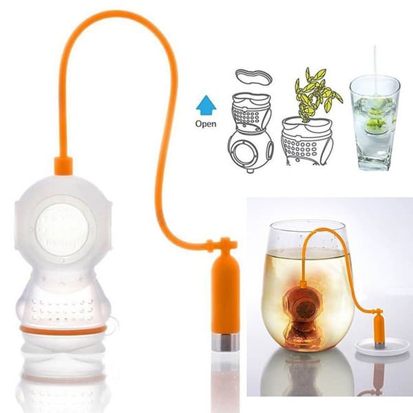 1PC Blå Silikon Teinfuser, Dykkerformet Mat Silikon T