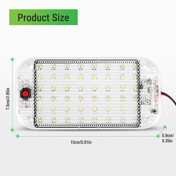 12V LED Indvendige Lys Lyse Bil Lys Lampe 48 LED'er med Til/Fra