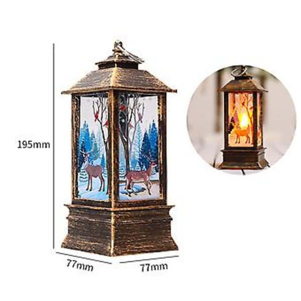 Juleflamme Lantern Nisse Juldekorasjon Lampe Jule-LED Lysende Ornament Lysestake Lampe Bronse Engel Stil GG
