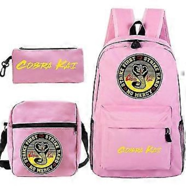 3-delt sett Cobra Kai Ryggsekk Skolevesker Casual Bagpacks Trykte Sekker For Tenåringer Jenter Gutter Reisevesker (29)