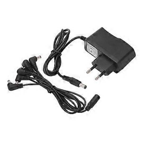 Gitarr Effektpedal Strömförsörjning Adapter 6-vägs Daisy Chain Kabel EU-kontakt 100240V( )