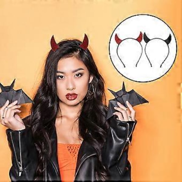 2 stk. Djævelshorn Pandebånd Halloween Fest Kostume Djævelshorn Hårbånd Tilbehør