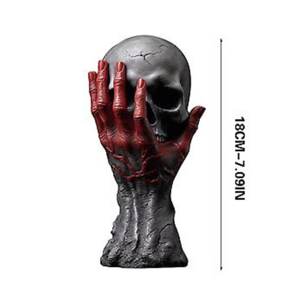 Furiös Hand Skelett Huvud Staty Resin Halloween Skrivbordsdekoration Ornament