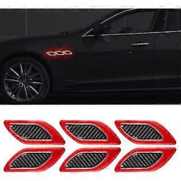 6 kpl 3D Vahva Heijastava Raita Tarra Auton Lokasuojaan Konepeltiin Puskuriin Korkean Intensiteetin Yönäkyvyys Heijastava Tarra Autoihin Maastoautoihin (Punainen)
