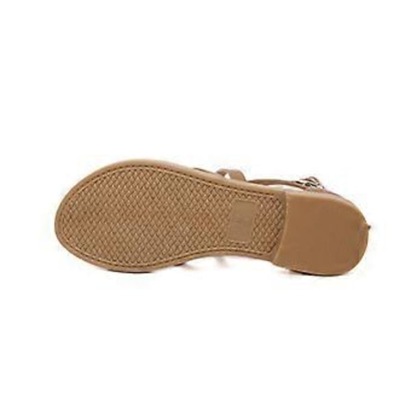 Sommarsandaler för kvinnor, stor storlek, mode, blixtlås, romerska sandaler (EU 39 Brun)