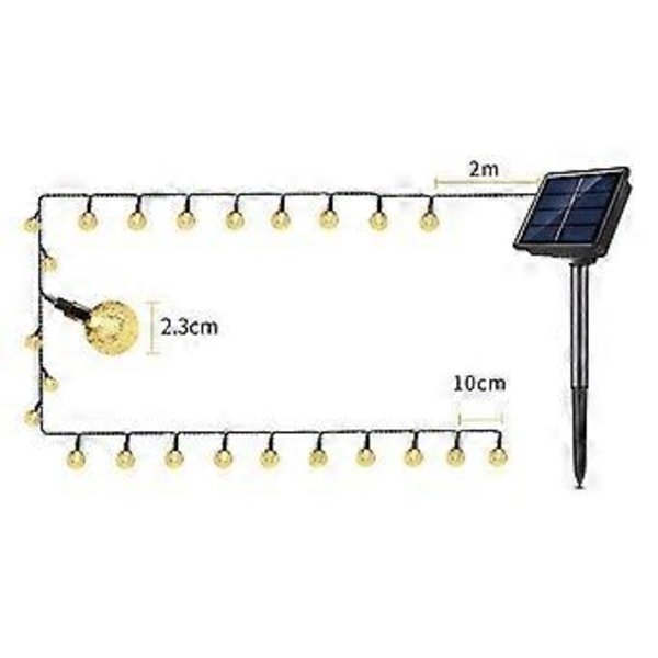 Solar Ljusslinga Auen, 50 LED Kristallkulor 7 Meter Solar Koppartråd Ljusslinga, 8 Lägen Vattentät Solarljusslinga Utomhus för Trädgård, Träd,