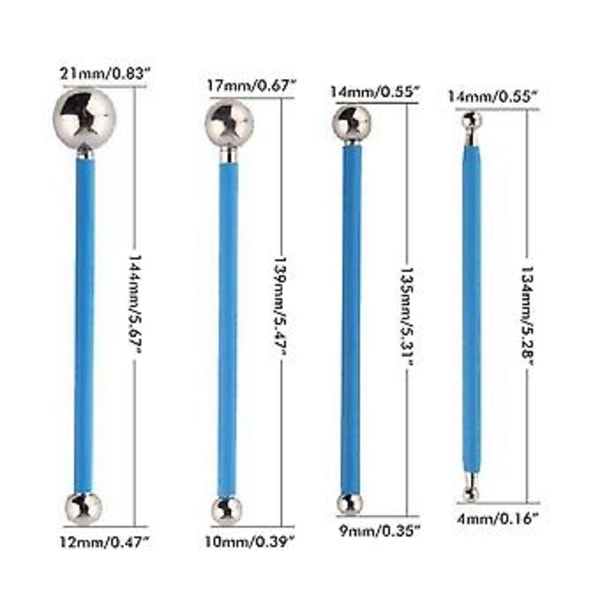 4 stk. DIY Rustfrit Stål Polymer Ler Værktøjer Skulptur Værktøj Legetøj Formning Kugler Pindene Anti-Slip Holdbar Udskæring Pen
