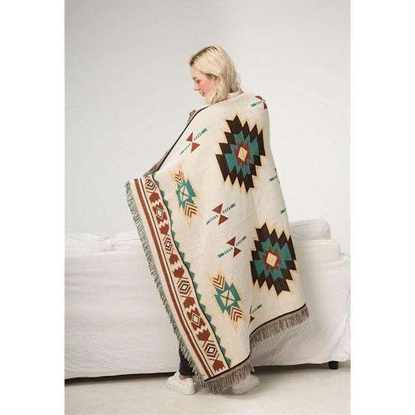 Navajo Aztec Matta Täcke Bohemisk Tribal Tribal Geometrisk Mönster