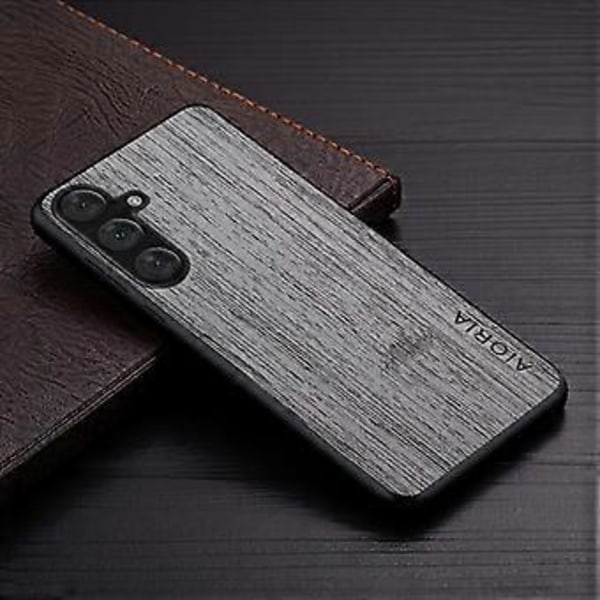 AIORIA Etui til Samsung Galaxy A15 4G/5G PU Læder Bambus Tekstur Bagcover (Lysegrå)