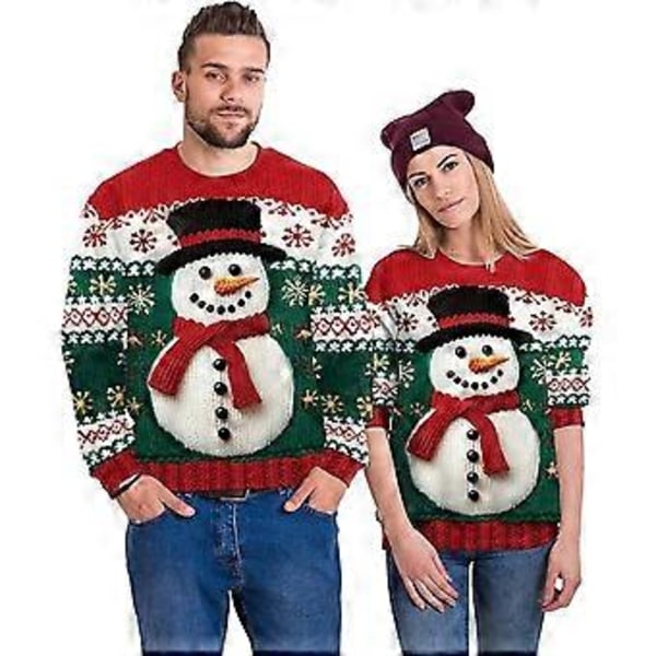 Unisex Joulupaita 3D Hauska Painatus Miesten ja Naisten Huppari (XXL A)