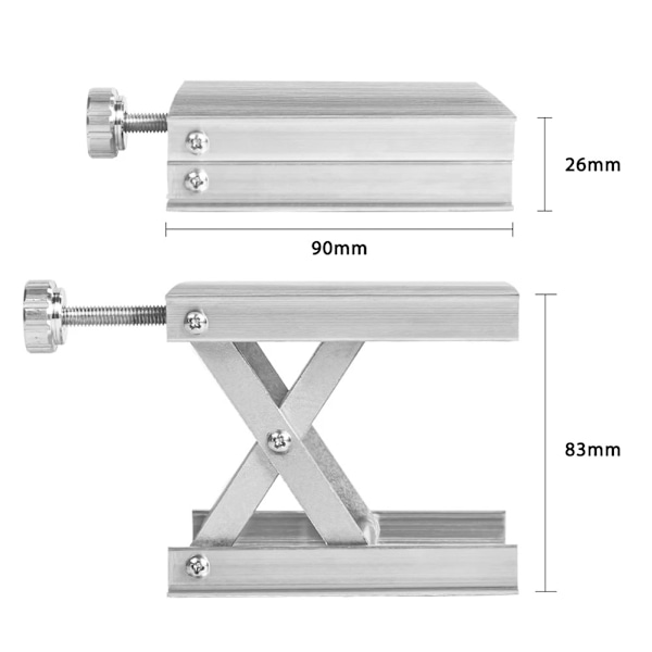 Lab Saxlyft, 90 x 90 mm Aluminiumlegering Laboratoriestöd Saxlyft Plattform Lab Lyftstativ Bord, 20 - 85 mm Expanderbar Lyft Höjdintervall