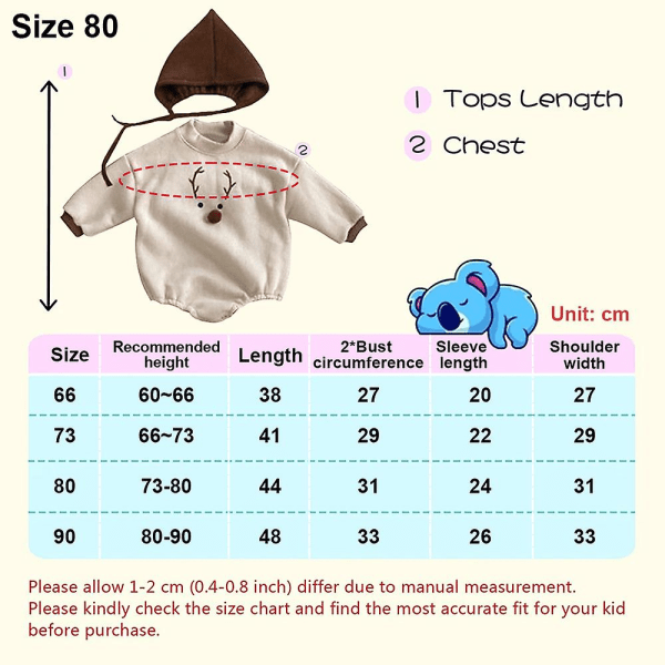 Baby Warm One-piece Clothes For Baby Crawling Clothes Baby Clothes With Hat 80cm