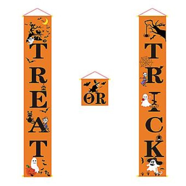 Halloween Godis-Trick Dörrhängande Skylt Banner Fest Hem Dekorationer Rekvisita (Orange)