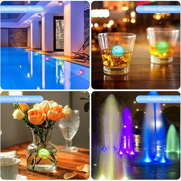 Mini undervanns LED-lys, 6 stk LED-lysbelysning, 4 moduser 16 RGB-farger