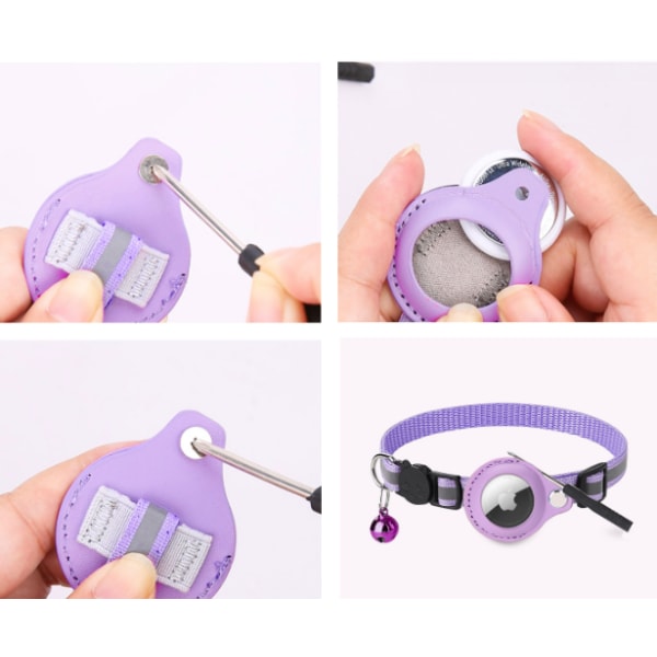 Purple, Waterproof Security Buckle Cat Collar Holder, Anti-hangin