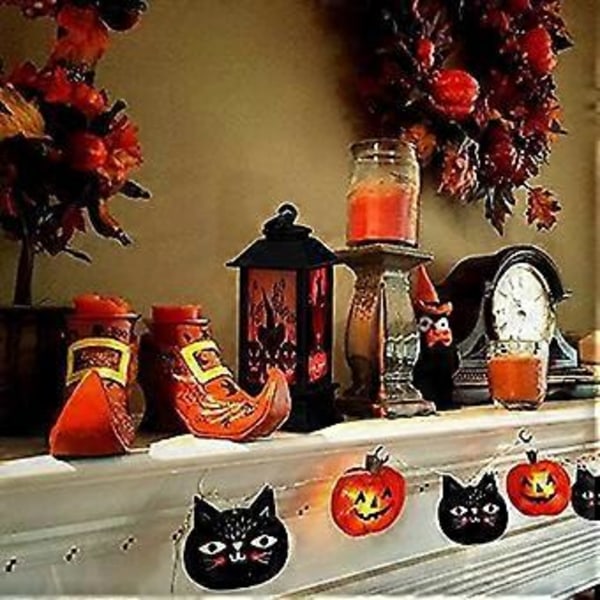 JZENZERO Halloween-teemainen LED-kynttilävalo Retro Nelikulmainen Lyhty Riippuva Liekitön Kynttilälamppu Koriste Kotiin Puutarhaan Pihalle