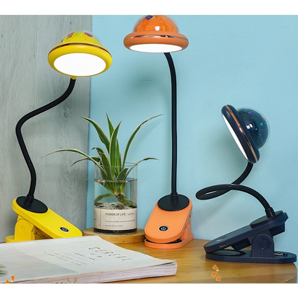 Klips på LED-lampe med USB-opladning skrivebordslampe, soveværelseslæselampe