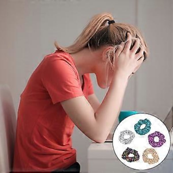 5 stk. Scrunchies til kvinder med bånd, hårelastikker, julehårtilbehør, modehårreb, elastisk hårelastik