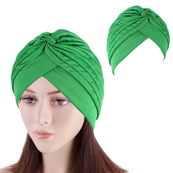 Farfi Pleated Turban Hat Breathable Stretchy Anti-uv Sun-proof No Brim Beanie Hat Party Accessories Sky Blue