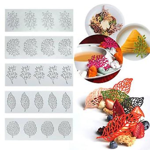 3D Bladkorall Mönster Bakform Enkel Avformning Choklad Tunn Kaka Dessert Silikon Bakform Prägmattan [JKW] (A )