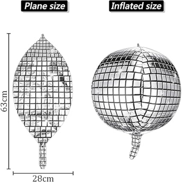 Disco-folioilmapallot Mylar-heliumilmapallot 10 kappaletta 22 tuumaa 4D suuri peili