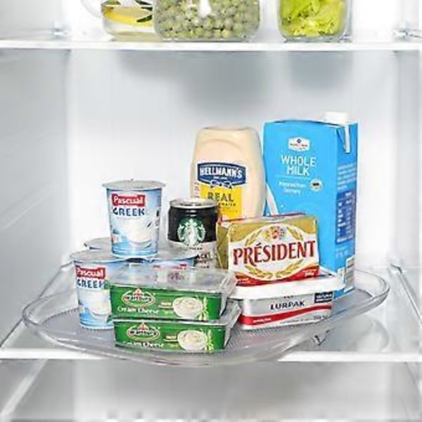 Kjøleskapsorganisator Lazy Susan Dreieskive, 360 Graders Roterende Rektangeldesign for Effektiv Plassutnyttelse, Klar Akryl Oppbevaring for Skap