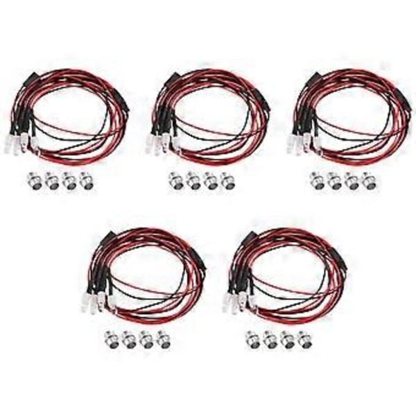 4 LED RC LED-ljuskit för 1/10 RC Bil Lastbil Crawler RC Modell Drift Bil Strålkastare Bakljus, 5mm, Vit