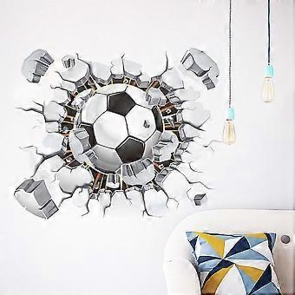 3D 40 X 50cm Fotbollsdekaler, Fotbollsväggdekaler för Sovrum för Pojkar, 3D Väggkonst Vinyl Dekaler för Pojkrum Lekrum Vardagsrum