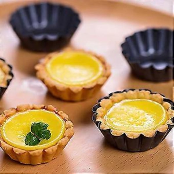 12 stycken Tartletsformar Tartlet Ramekins 6,5 cm Mini Tartform (Svart)