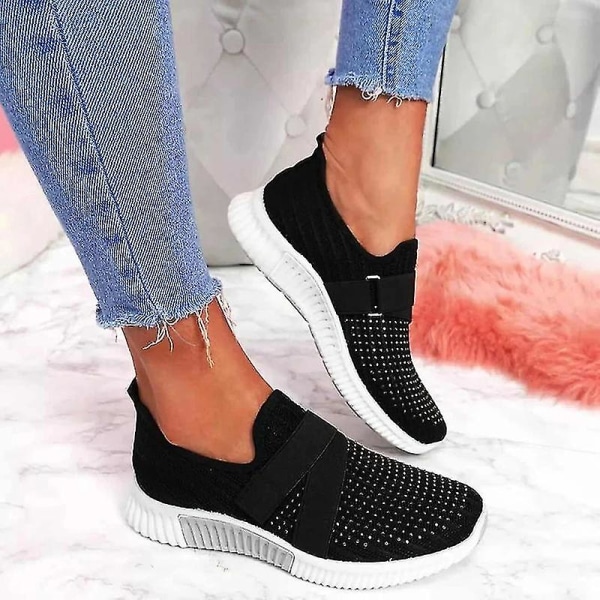 Slip-on Shoes With Orthopedic Sole Womens Fashion Sneakers Platform Sneaker For Women Walking Shoes Black 41