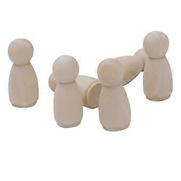 20 stk. Umalte kvinnelige mannlige små tredukkekropper for DIY Kunst og Skulpturer Maling Utskåret (43mm Kvinne)