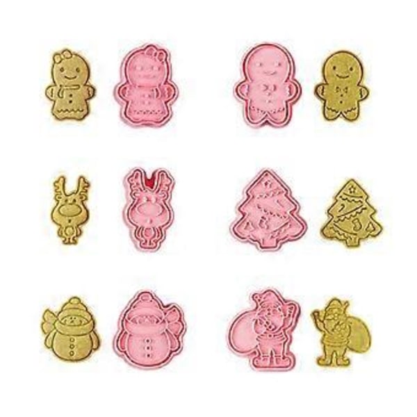 Jul Kakform Set 6 Delar Mönster Kök DIY Bakform För Kex Bakverk Fondant Tårtor