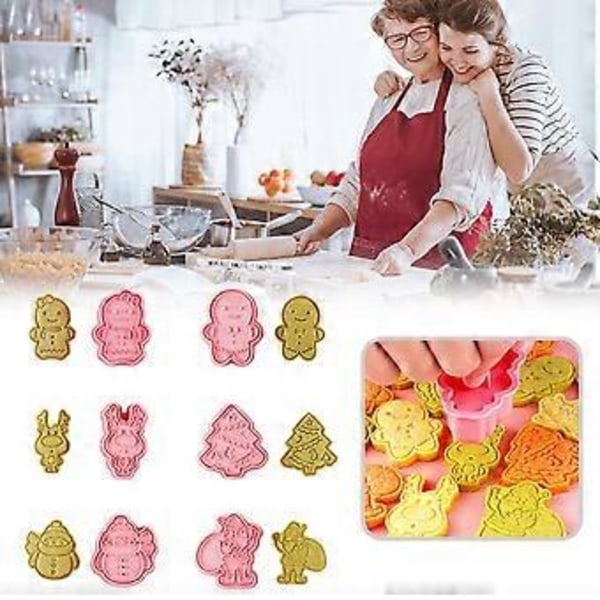 Julekageform Sæt 6 Dele Mønster Køkken DIY Bageform Til Kiks Kager Fondant Kager