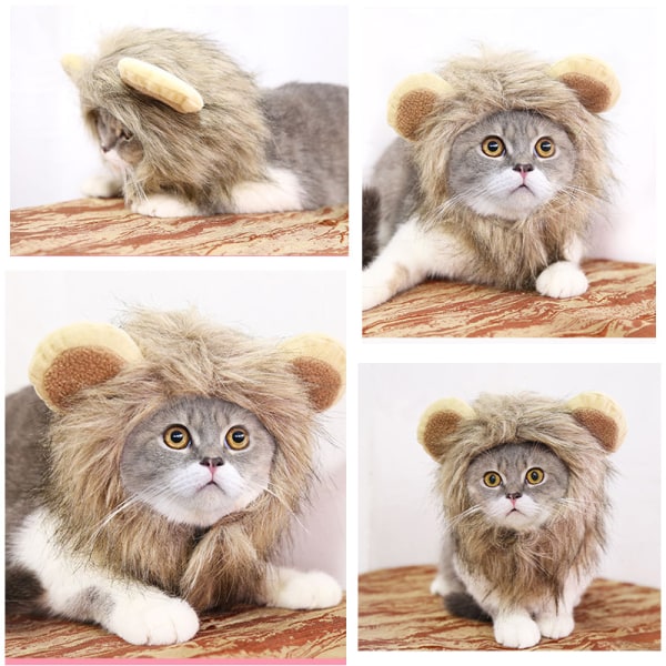 Katt- och lejonhuvudskydd förvandlas till roliga husdjurskläder, S-hals
